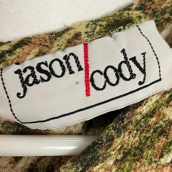 Vintage 90s Floral Print Sleeveless Crepe Dress Womens 8 Petite Medium Green - Picture 8 of 12